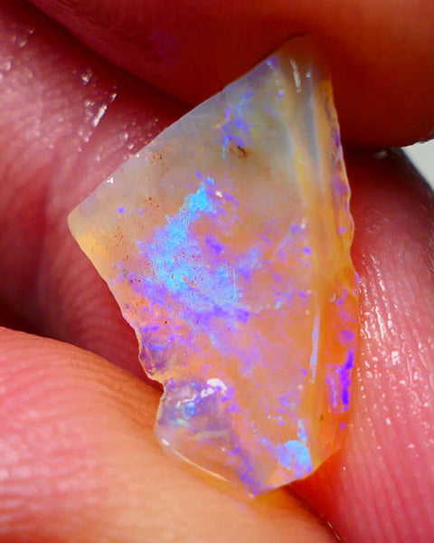 Lightning Ridge Opal Dark Crystal Base Seam Rough Rub 2.65cts Gorgeous Stunning Bright fires 14x11x3mm NS114