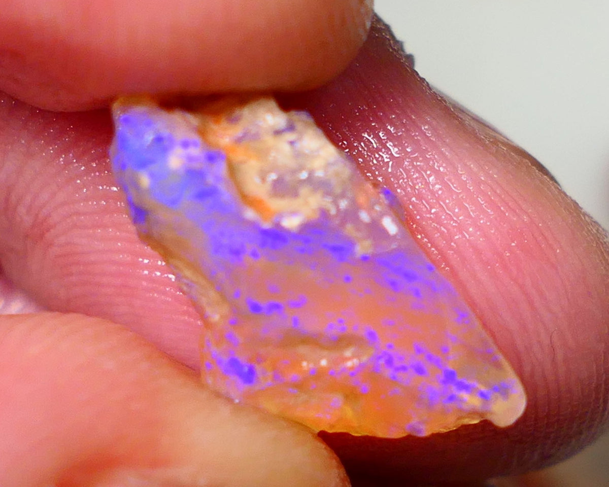 Lightning Ridge Opal Dark Crystal Base Seam Rough Rub 6.25cts Stunning Bright Blue fires 18x10x8mm NS111