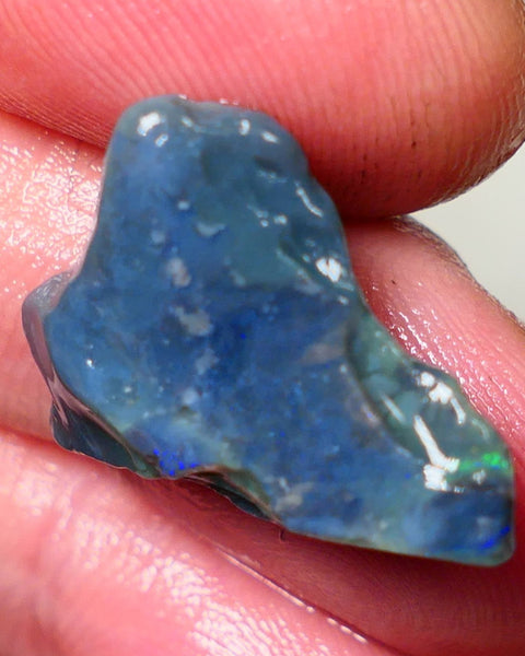 Mulga Rough Opal Gamble 11cts Dark Base Seam Green Dominant fires to Cut / carve & polish 22X16X6mm Auction NS108