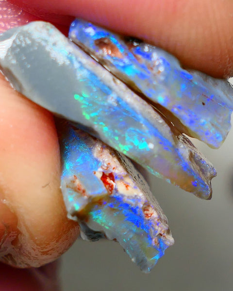 Mulga® Dark base Seam opal stack 13.75cts Blue/Green/Teals Bright & Vibrant rough for cutters 20x10x5mm to 14x8x6mm NSW019