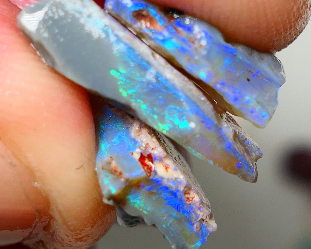 Mulga® Dark base Seam opal stack 13.75cts Blue/Green/Teals Bright & Vibrant rough for cutters 20x10x5mm to 14x8x6mm NSW019