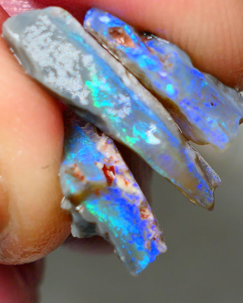 Mulga® Dark base Seam opal stack 13.75cts Blue/Green/Teals Bright & Vibrant rough for cutters 20x10x5mm to 14x8x6mm NSW019