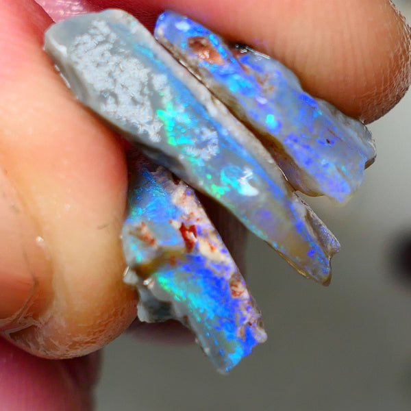 Mulga® Dark base Seam opal stack 13.75cts Blue/Green/Teals Bright & Vibrant rough for cutters 20x10x5mm to 14x8x6mm NSW019