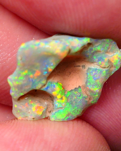 Bling Bling Carved rub / Rough Opal Dark base Witches Hat Knobby 4.95cts Gem Top Candy Exotic Super Vibrant & Vivid & Bright fires 17x14x5mm NSW018