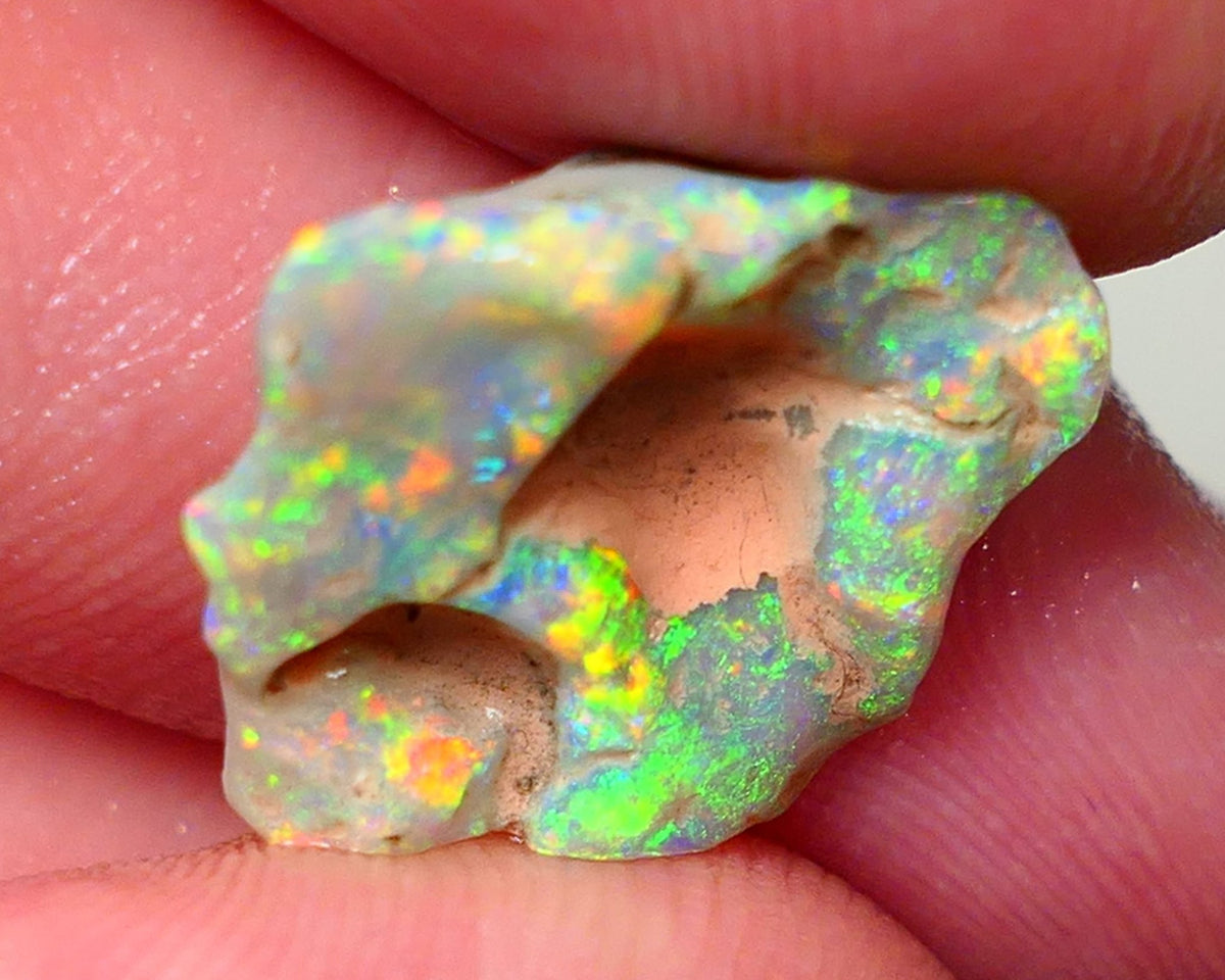 Bling Bling Carved rub / Rough Opal Dark base Witches Hat Knobby 4.95cts Gem Top Candy Exotic Super Vibrant & Vivid & Bright fires 17x14x5mm NSW018