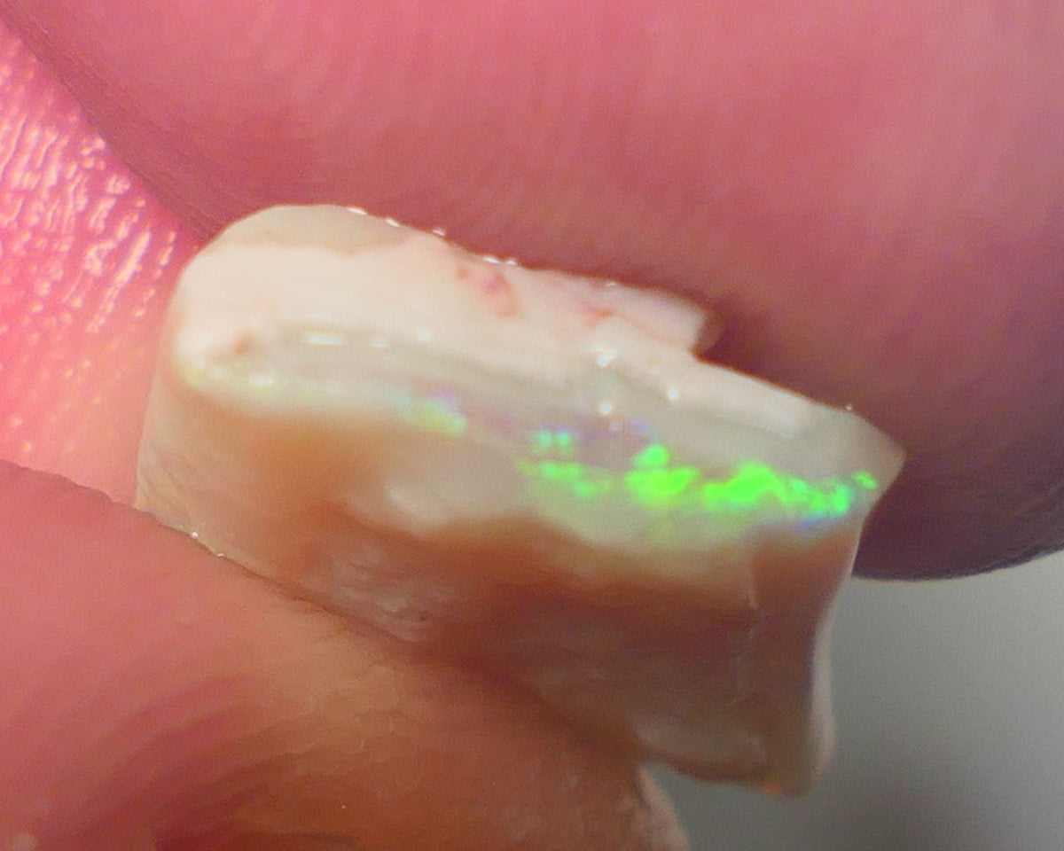 Lightning Ridge Rough Opal 3.50cts Grey/Dark Base Seam Gorgeous bar to cut with Bright Yellow/Green Dominant  Multi colour fires 11x11x3.5mm NS138