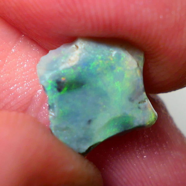 Mulga Rough Rub Opal 1.85cts Dark Base Seam Nice Yellow/Green Dominant fires to Cut / carve & polish 11x10x2.4mm NS137