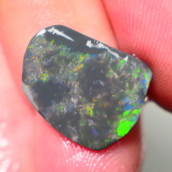 Lightning Ridge Opal Big Picture stone Rough/Rub Dark Base From the Miners Bench® 6.30cts Lovely Yellow/Orange/Blue/Green fires 17x13x4mm NSW029