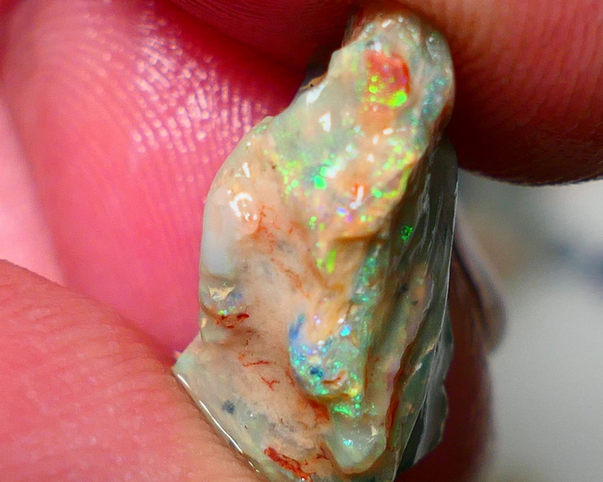 Lightning Ridge Rough Fossil opal 7.00cts Yellow orange dominant Fires 20x11x9mm NS147