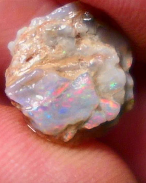 Lightning Ridge Rough Opal 3.25cts Dark Base Crystal Seam formation Interesting Pastel colours 14x13x5mm NS170