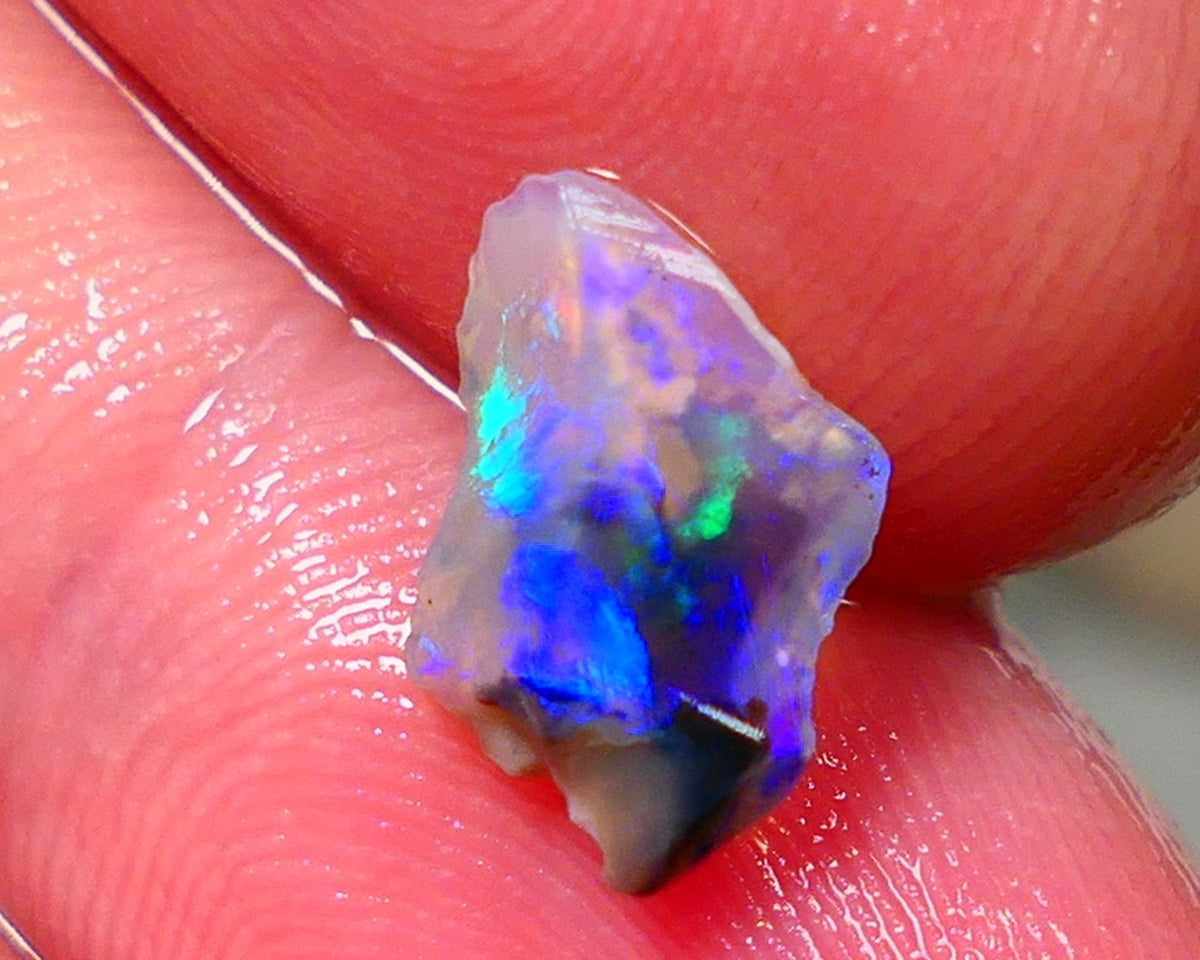 Lightning Ridge Rough / Rub Black/Dark Crystal base Seam opal Miners Bench® 1.40cts gorgeous bright blue/green fires 12x8x4mm NS156