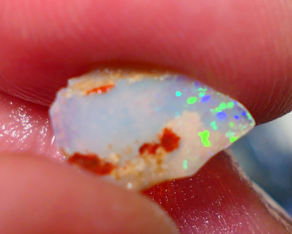 Lightning Ridge Rough / Rub Light Crystal Seam opal Miners Bench® 1.15cts Multicolour Flashes of Confetti  13x9x2mm NS169