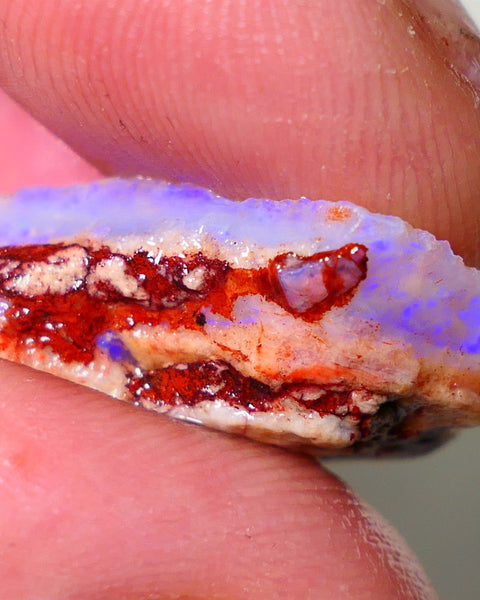 Coober Pedy Rough Opal 18cts Crystal/Light Seam showing nice Blue Colours in flat bars 25x18x8mm NS198