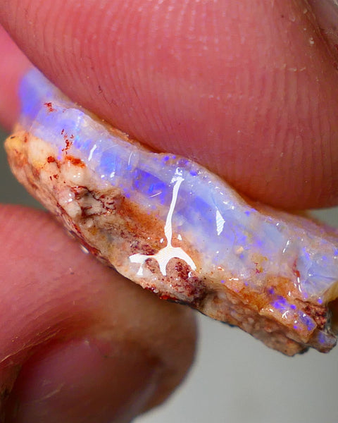 Coober Pedy Rough Opal 18cts Crystal/Light Seam showing nice Blue Colours in flat bars 25x18x8mm NS198