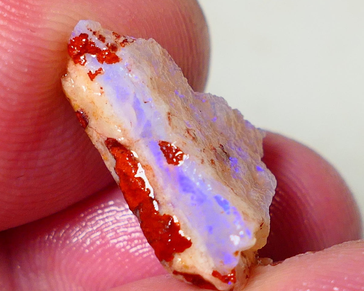 Coober Pedy Rough Opal 7.75cts Crystal/Light Seam showing nice Blue Colours in flat bars 18x15x7mm NS197