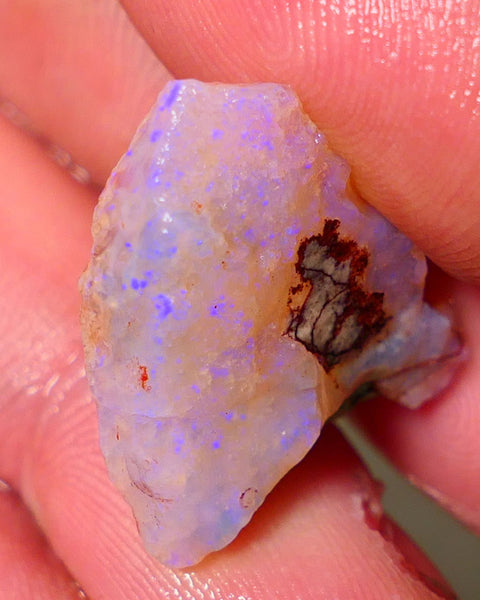 Coober Pedy Rough Opal 12.75cts Crystal/Light Seam showing nice Blue Colours in flat bars 23x18x6mm NS196