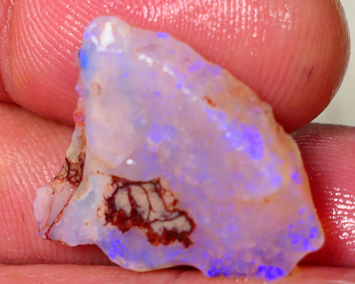 Coober Pedy Rough Opal 12.75cts Crystal/Light Seam showing nice Blue Colours in flat bars 23x18x6mm NS196