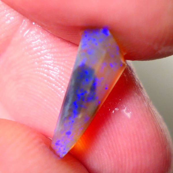 Bright Royal Blue dominant fires on Dark Crystal Opal Rough Rub Miners Bench® 1.60cts Ideal shape for pendant 16x5x3mm NS194