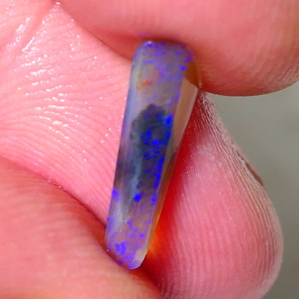 Bright Royal Blue dominant fires on Dark Crystal Opal Rough Rub Miners Bench® 1.60cts Ideal shape for pendant 16x5x3mm NS194