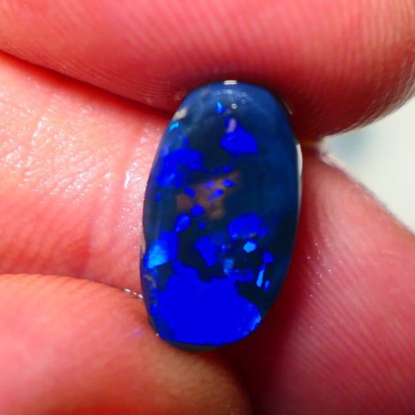 "Blocky Blues" on Black Crystal Opal Miners Bench® Knobby Rough Rub 2.90cts Stunning Bright Vibrant Blues 13x8x3.5mm NSA016