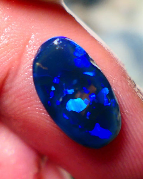 "Blocky Blues" on Black Crystal Opal Miners Bench® Knobby Rough Rub 2.90cts Stunning Bright Vibrant Blues 13x8x3.5mm NSA016