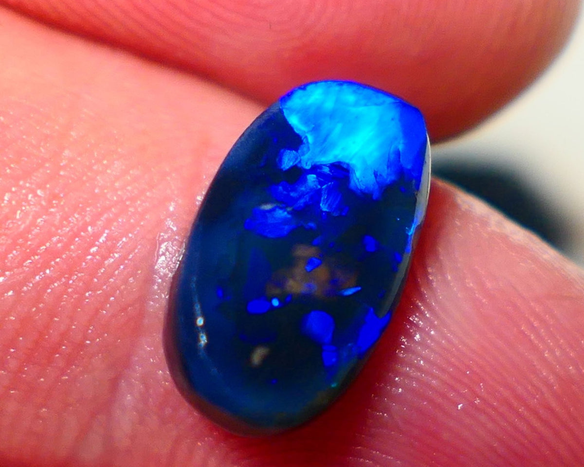 "Blocky Blues" on Black Crystal Opal Miners Bench® Knobby Rough Rub 2.90cts Stunning Bright Vibrant Blues 13x8x3.5mm NSA016