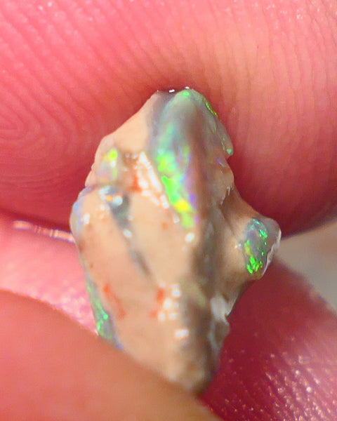 Lightning Ridge Rough Untouched Crystal Seam opal formation 2.95cts Gorgeous Green/Yellow Dominant M.Fires showing 11x8x6mm RL003