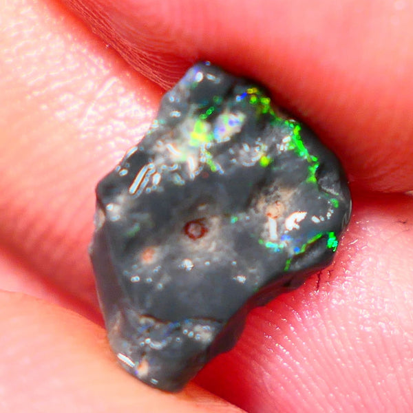 Lightning Ridge Rough Untouched Black Knobby opal 3.00cts Gorgeous Green Dominant M.Fires showing 15x10x4mm RL004