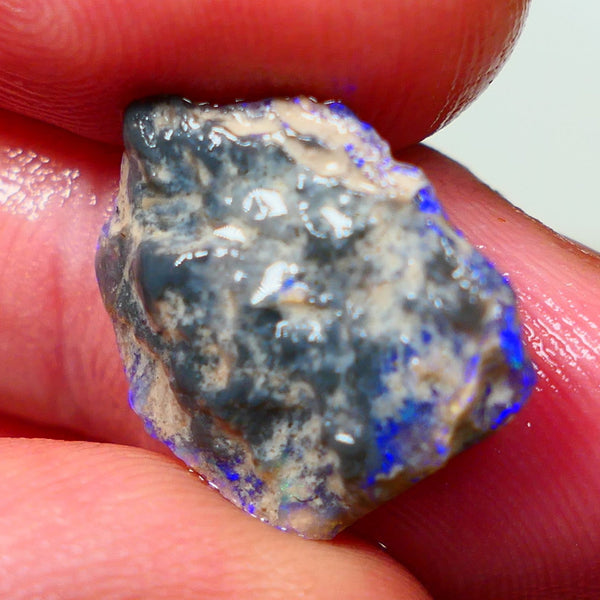 Lightning Ridge Rough Untouched Black/Dark Knobby opal 5.20cts Gorgeous blues showing around the edges sold as gamble 17x14x4mm RL012