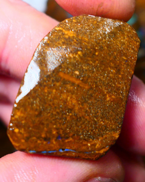 Queensland Boulder opal cts rough/slice/rub Winton Nice Blue fires showing on the opal face ALP0