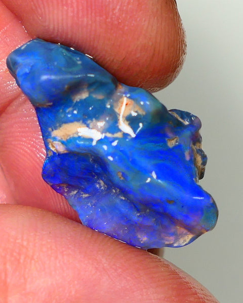 Lightning Ridge Rough Opal 17.00cts Black Base Crystal Seam Bright  Gorgeous  Vibrant Blue Bar 28x16x8mm NS350