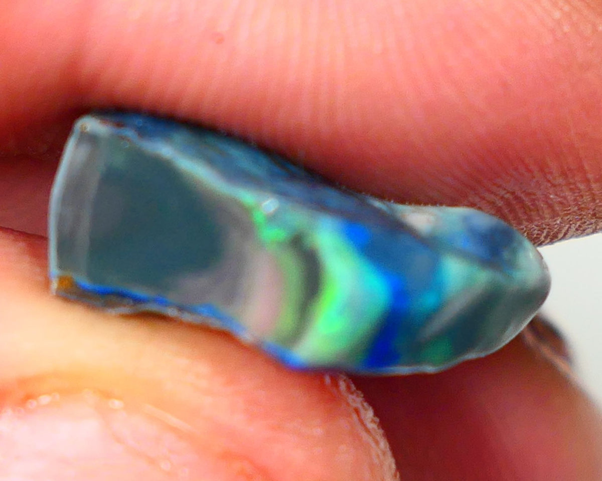 Lightning Ridge Rough Opal 7.25cts Dark Base Seam Bright  Gorgeous Exotic Multifires 18x10x7mm NS349