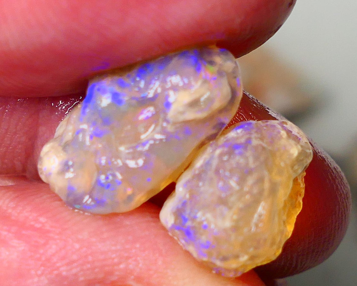 Lightning Ridge Gamble opal rough showing nice bright colours 13.00cts 17x11x8mm & 13x12x11mm ALP112