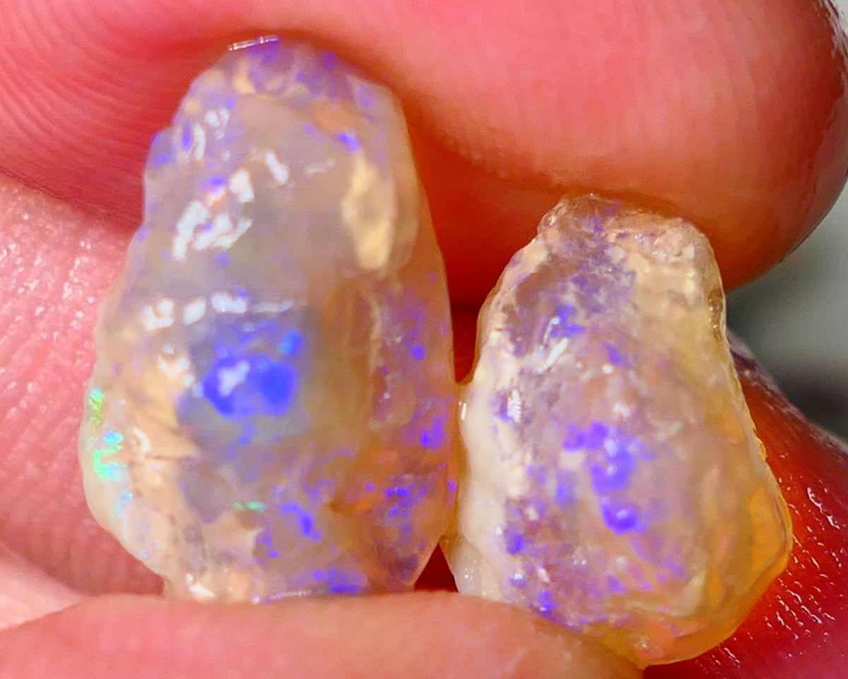 Lightning Ridge Gamble opal rough showing nice bright colours 13.00cts 17x11x8mm & 13x12x11mm ALP112