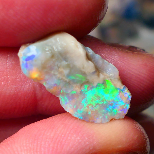 Lightning Ridge Gamble Crystal opal rough 7.00cts showing nice Multi bright colours 22x11x6mm ALP131