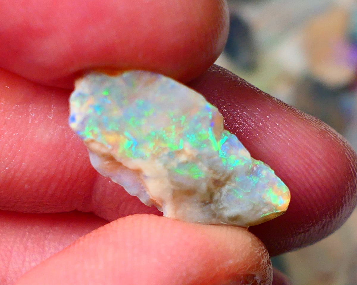 Lightning Ridge Gamble Crystal opal rough 7.00cts showing nice Multi bright colours 22x11x6mm ALP131