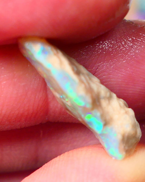 Lightning Ridge Gamble Crystal opal rough 7.00cts showing nice Multi bright colours 22x11x6mm ALP131