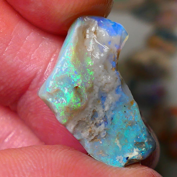 Lightning Ridge Gamble opal rough 11.50cts showing nice bright Multi colours 24x17x7mm ALP136