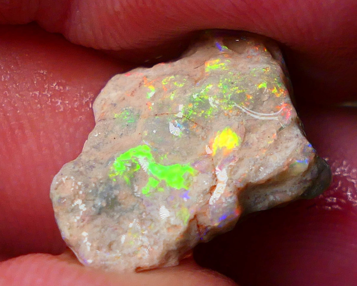 Lightning Ridge Gamble knobby opal formation rough showing Vibrant bright Multi colours 17x12x7mm AL139