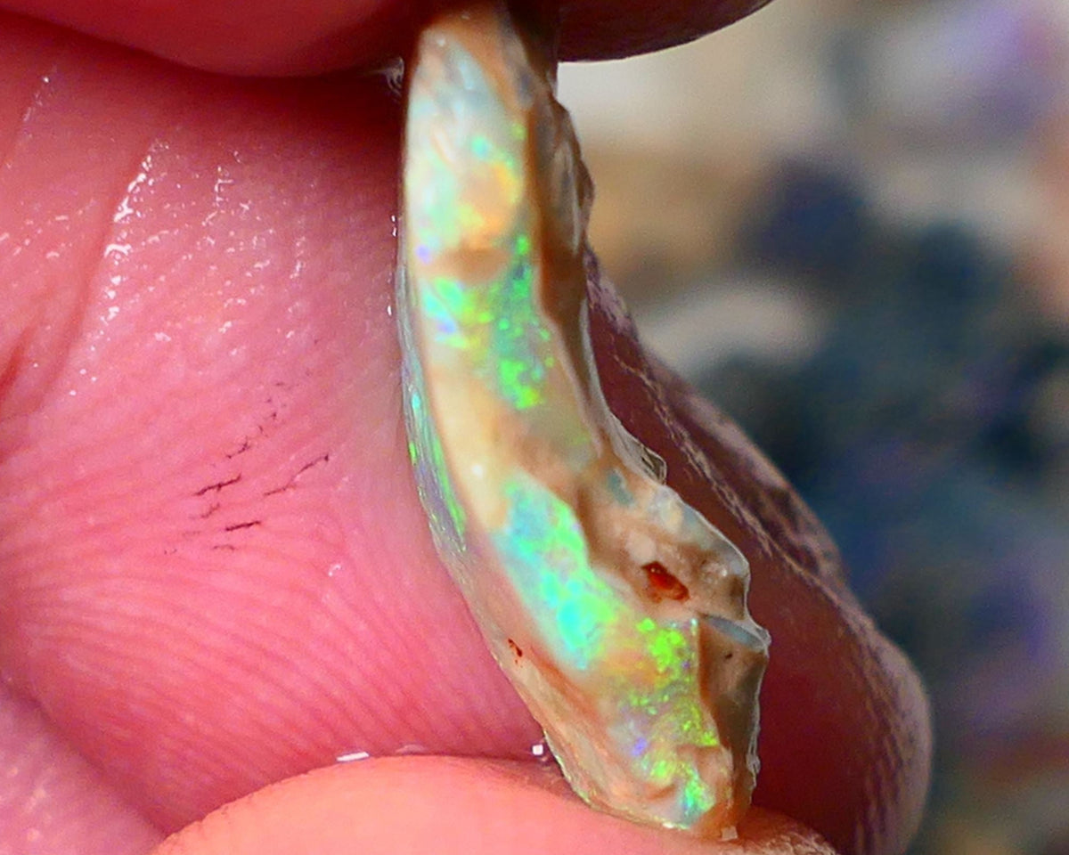 Lightning Ridge Gamble Crystal opal rough 4.7cts  showing nice bright Multi colours 20x8x5mm ALP140