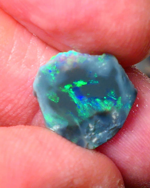 Lightning Ridge Black opal Rub rough 2.65cts showing nice bright Multi colours 14x13x2mm ALP142