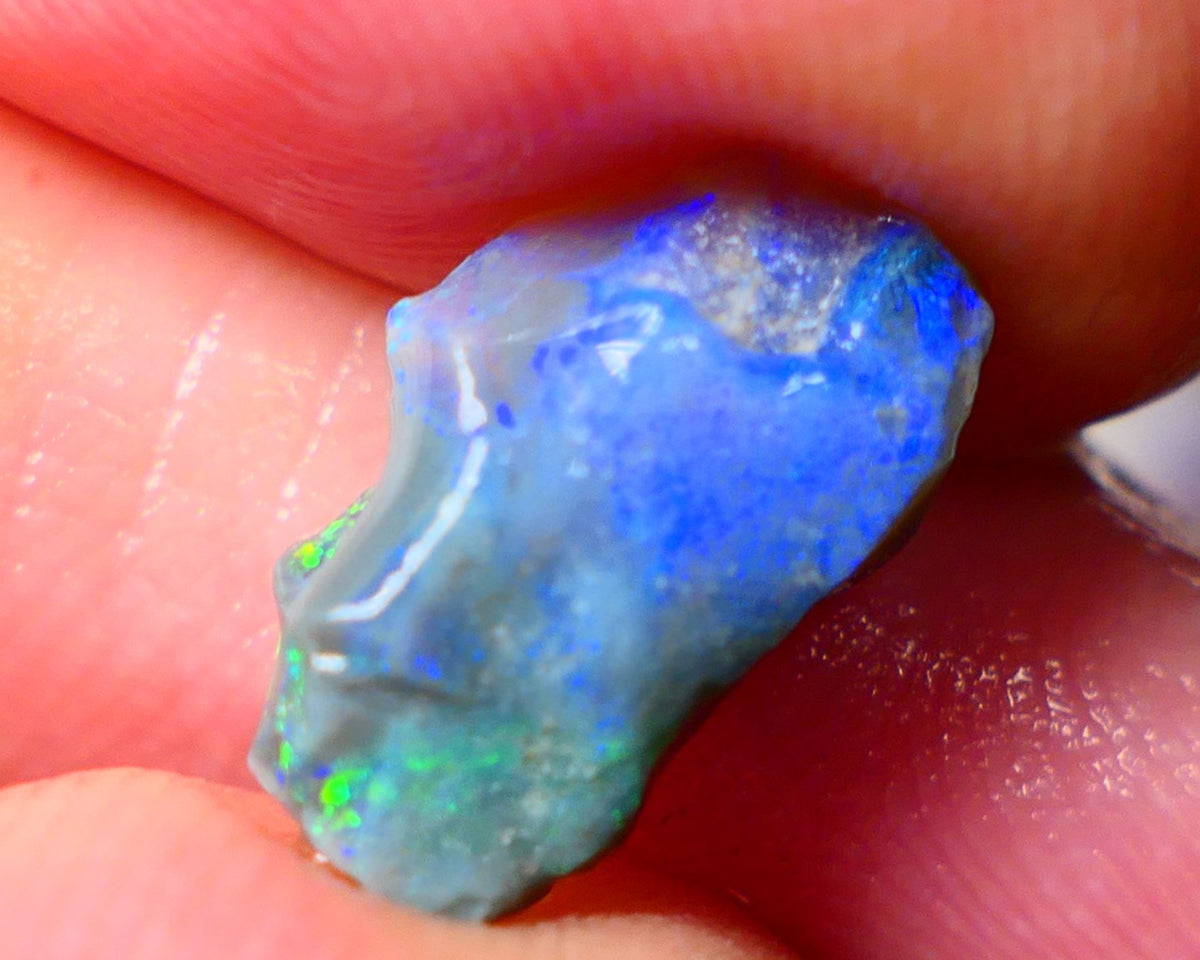 Lightning Ridge Small Cutters Seam opal rough 2.65cts showing Gorgeous bright Multi Colours 13x8x4mm AL153