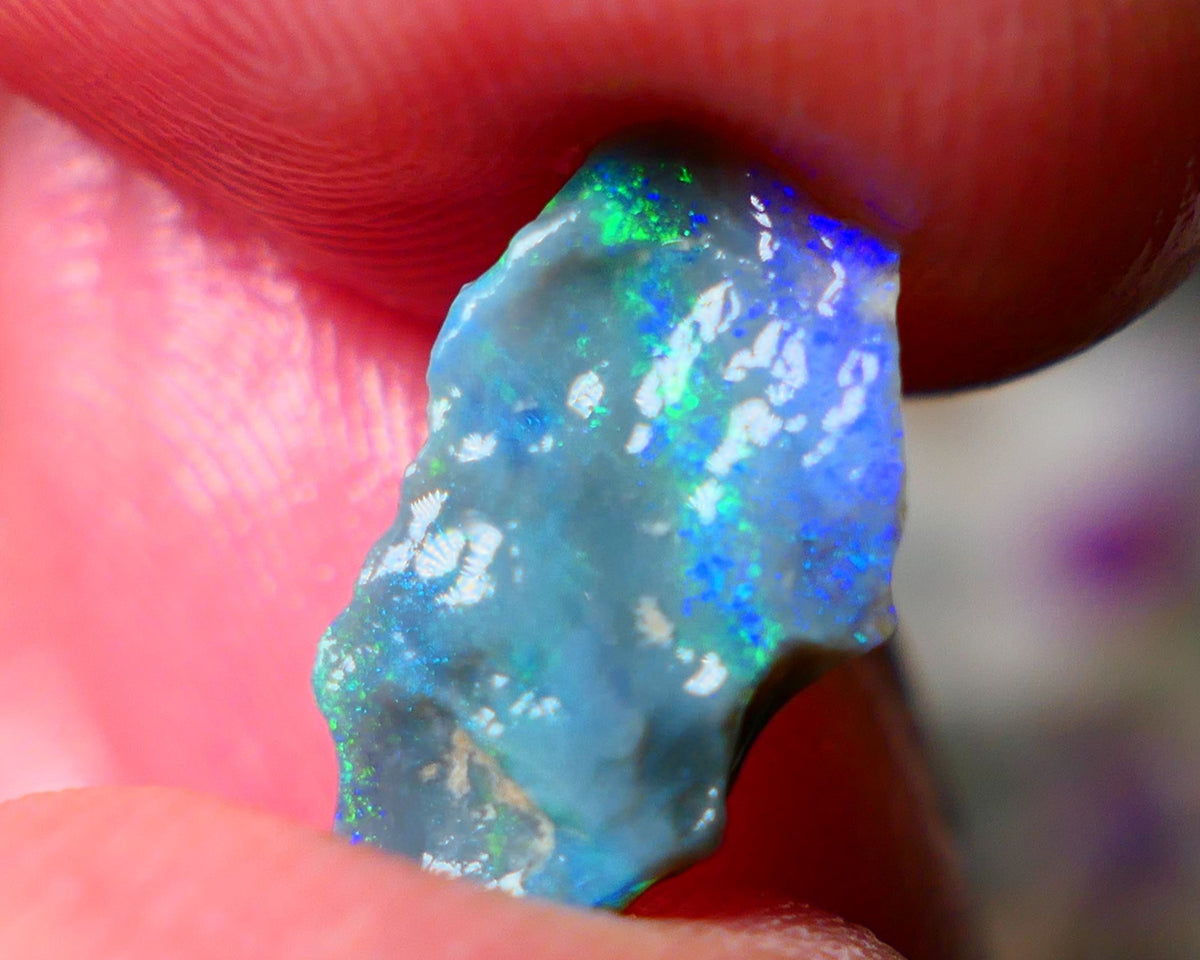 Lightning Ridge Small Cutters Seam opal rough 2.65cts showing Gorgeous bright Multi Colours 13x8x4mm AL153