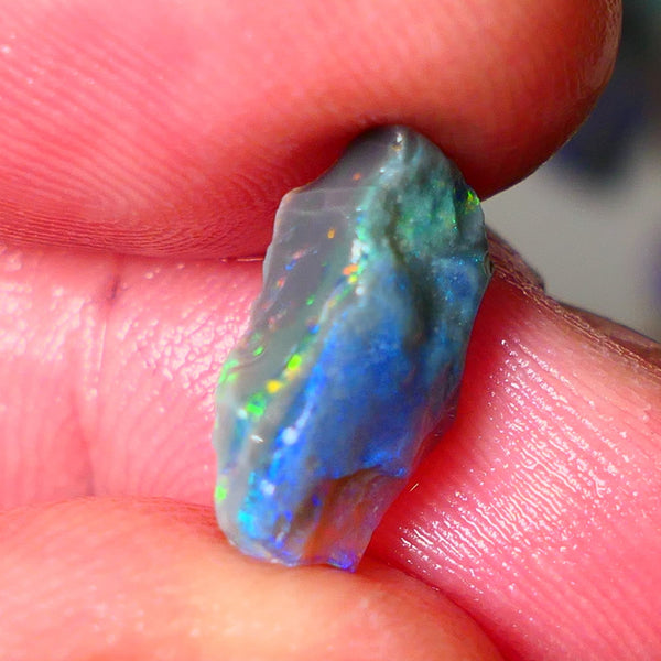 Lightning Ridge Small Cutters Seam opal rough 2.65cts showing Gorgeous bright Multi Colours 13x8x4mm AL153