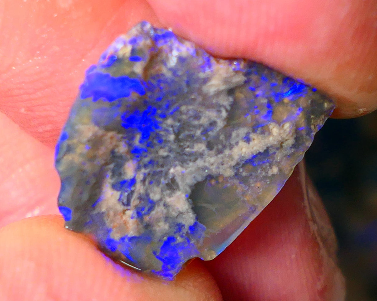 Lightning Ridge Dark opal Rub / rough 5.25cts  showing nice bright blue colours 18x16x3mm ALP144