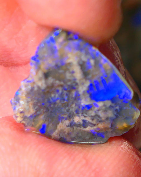 Lightning Ridge Dark opal Rub / rough 5.25cts  showing nice bright blue colours 18x16x3mm ALP144