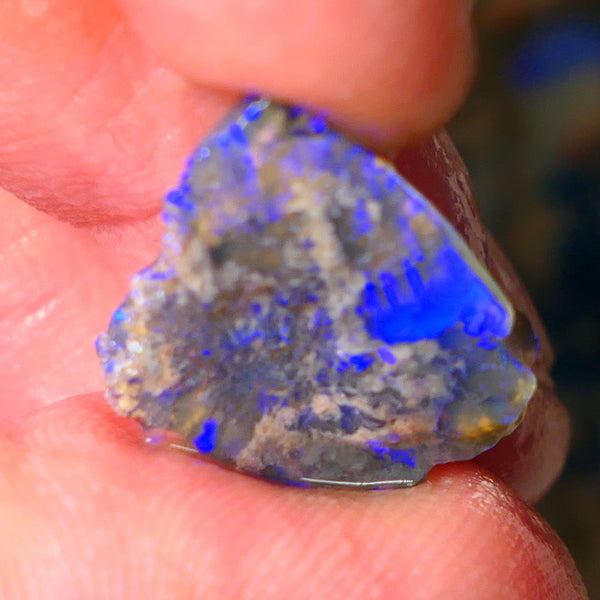 Lightning Ridge Dark opal Rub / rough 5.25cts  showing nice bright blue colours 18x16x3mm ALP144