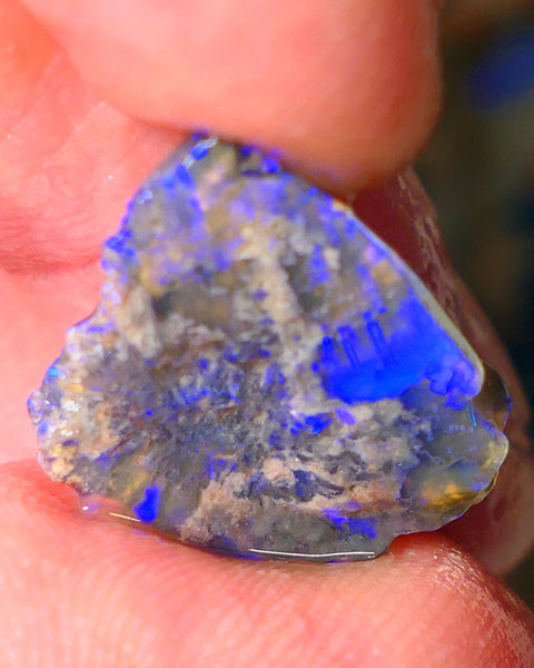 Lightning Ridge Dark opal Rub / rough 5.25cts  showing nice bright blue colours 18x16x3mm ALP144