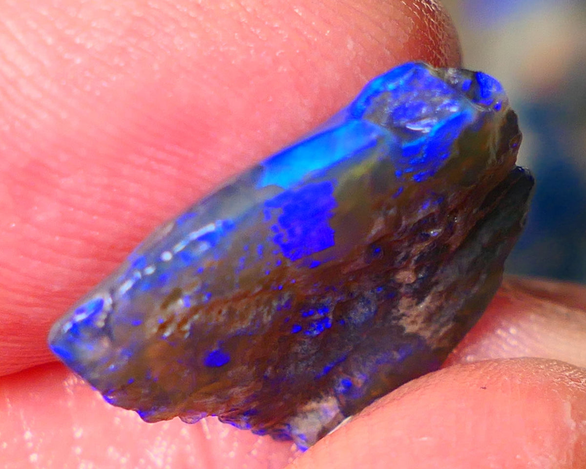 Lightning Ridge Dark opal Rub / rough 5.25cts  showing nice bright blue colours 18x16x3mm ALP144