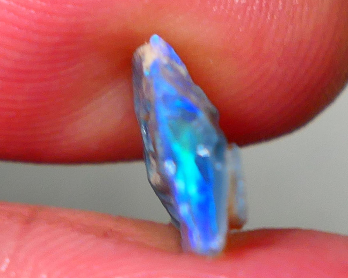 Mulga Small Gem Dark base seam opal rough 2.20cts Stunning Super Bright Electric Greens and Blues to cut 11x11x3mm GMB-014